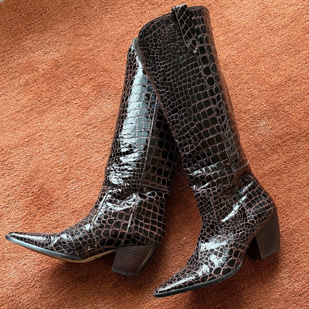 Matisse Stella boots in brow croc